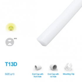 1M/5M/10M/20M Pack of T13D LED Neon Light Housing Kit with End Caps and Mounting Clips, Flexible Neon Channel Fit for 5mm Wide LED Strip Lights
