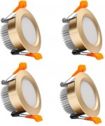 4 Pack 3 Inch Gold Trim Dimmable LED Downlight 5W(40W Halogen Equivalent) CRI80 LED Ceiling Light