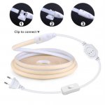 32.8Feet 110V AC / 220V AC Spotless FCOB LED Flexible Strip Light, IP65 Waterproof High Brightness with Inline Switch