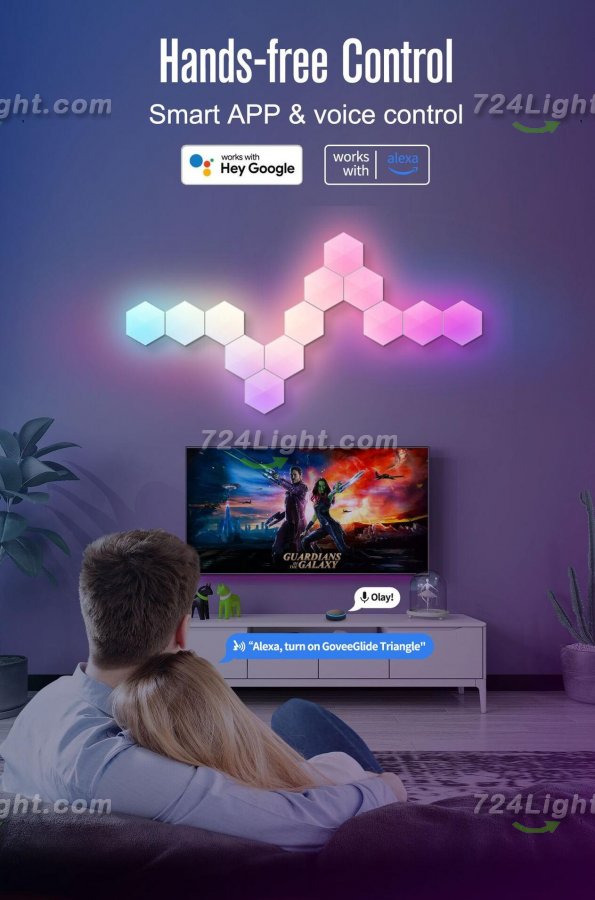 Hexagon Lights Smart App Control RGB Hexagon LED Lights for Wall or Desktop with Music Sync for Gaming Room Streaming Decor
