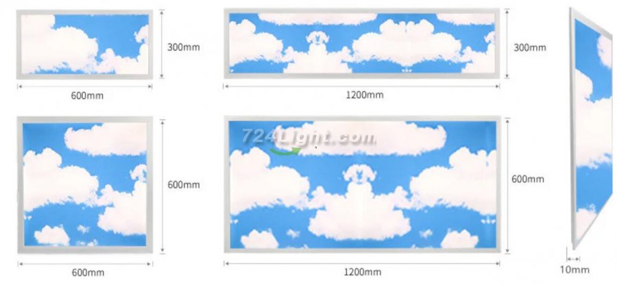 5 PACK LED Skylight 1x4FT - 300*1200mm 36W 3060LM Blue Sky LED Flat Panel Light Framed For Ceiling Decoration
