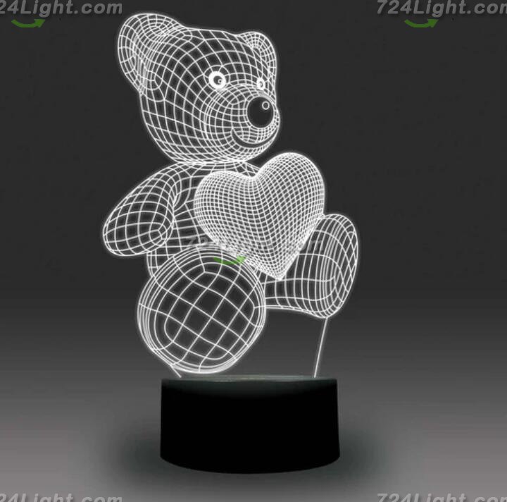 Animal Images 3D Illusion LED Night Light w/ 16 Colors Remote Touch Switch Adjustable Brightness for Kids Bedroom Decoration