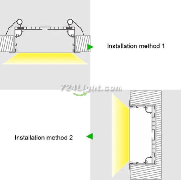 2 Pack H7635A Big Aluminum Extrusion Channel for Flush Mounting Linear Office Lighting System