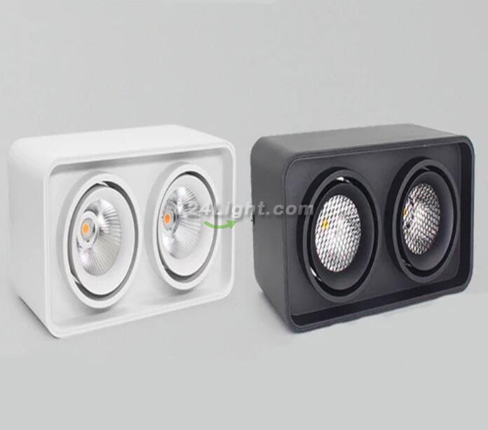 2PCS Pack 7W/10W AC110-AC220V Dual-Head Square LED Downlight Anti-glare LED Spotlight for Living Room Home Ceiling Aisle Lighting