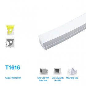 1M/5M/10M/20M Pack of T1616 Edge Lighting LED Neon Light Housing Kit with End Caps and Mounting Clips, Flexible Neon Channel Fit for 10mm Wide LED Strip Lights