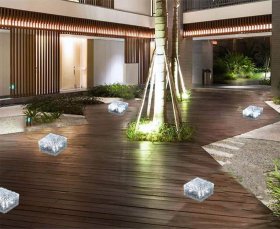 Solar LED Glass Brick Lights for Outdoor Yard Deck Road Path Garden Decoration - 2 Pack