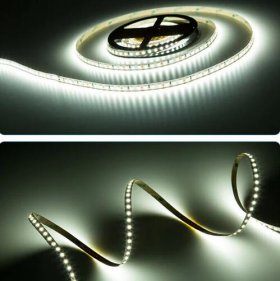 DC 12V 84W 7A 5Meter (16.4Ft) SMD2835 600LEDs/Roll Color Rendering Index CRI80 Flexible LED Strips 1900LM/M 8mm Wide White PCB