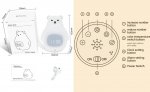 White Bear Clock and LED Night Light Rechargeable RGB Color Nursery Lamp Remote Controlled for Baby Girls Boys