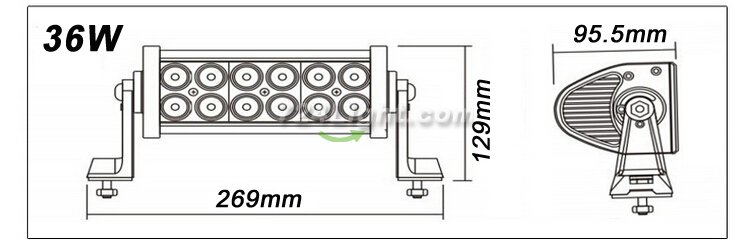 36W Off Road LED Light Bar Double Row 12*3W CREE LED Work Light For Car Driving