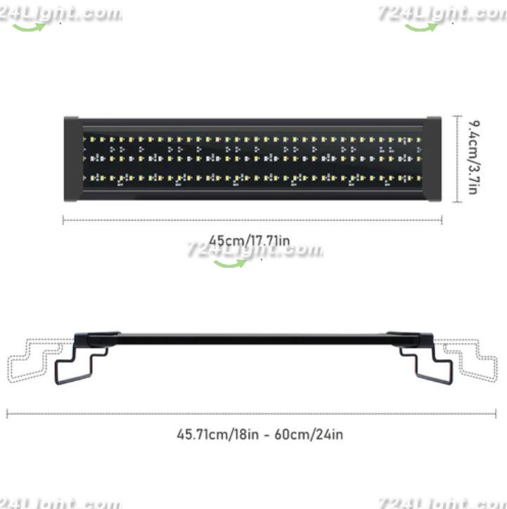 Aquarium LED Light for Freshwater Fish Tank w/ Extendable Bracket, White Blue LED