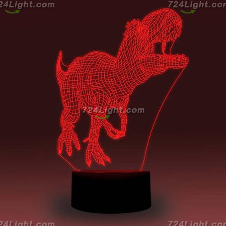 Animal Images 3D Illusion LED Night Light w/ 16 Colors Remote Touch Switch Adjustable Brightness for Kids Bedroom Decoration