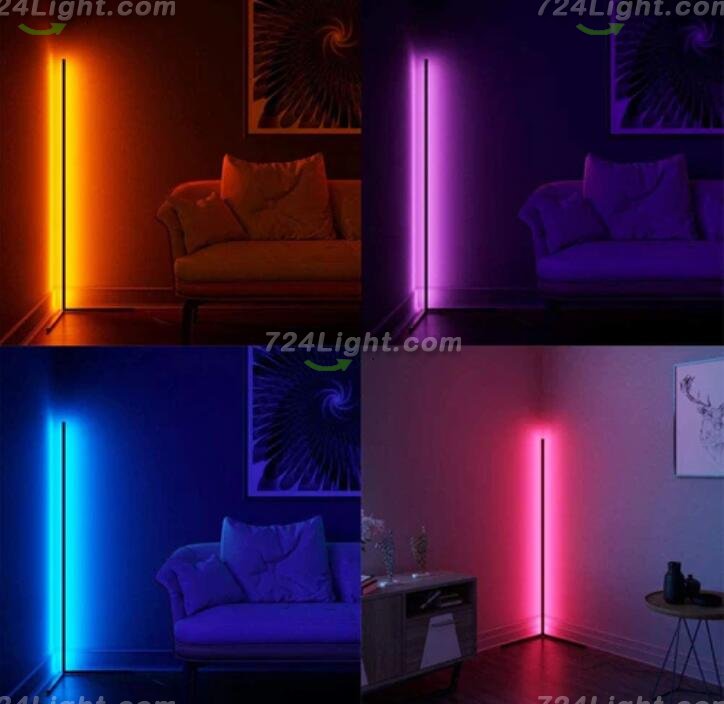 RGB Corner Floor Lamp Nordic Modern LED Floor Lamp Ambient Light w/ Remote Controller