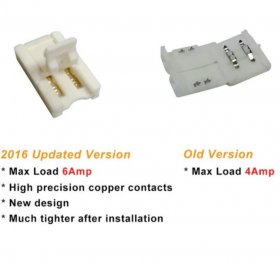10pcs/Pack New LED Strip Connector Solderless Snap Down 2 Pin Strip to Strip Gapless Jumper for 8mm Wide 3528 2835 Single Color Flex LED Strips