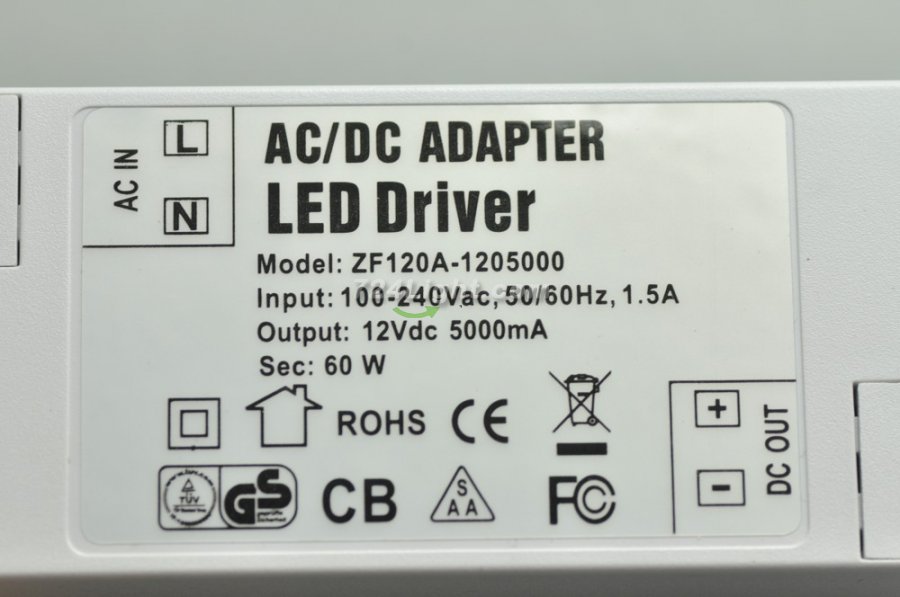 60 Watt LED Power Supply 12V 5000mA LED Power Supplies UL Certification For LED Strips LED Light