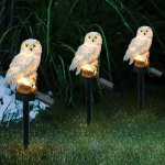 Owl Figure Solar LED Lights, Resin Garden Waterproof Decorative Lights for Outdoor Patio Passage Lawn Landscape Decor
