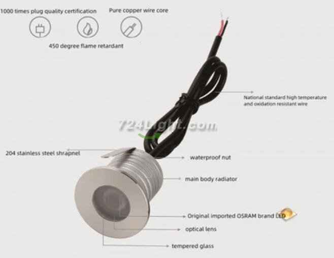 8PCS Pack 3W IP68 Underwater LED Lights Round Stainless Steel Cover Villa Garden Swimming Pool LED Light