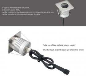 8PCS Pack IP68 3W DC12-24V LED Underwater Light Waterproof Stainless Steel Square Pool Light Inground LED Yard Light