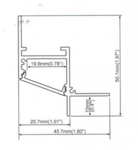 LED Aluminium Channel 1 Meter(39.4inch) 50mm(H) x 45.7mm(W) suit for max 19.6mm width strip light
