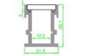 Waterproof LED Floor Channel Aluminum LED Profile(WxH):12.2 mm x 20.1 mm 1 meter (39.4inch) Diffuser 3mm thickness