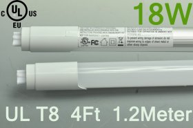 UL Certificated 18W LED T8 Tube 1.2 Meter 4FT LED Fluorescent Light