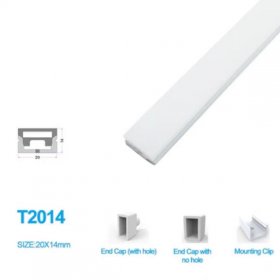 1M/5M/10M Pack of T2014 LED Neon Light Housing Kit with End Caps and Mounting Clips, Flexible Neon Channel Fit for 12mm Wide LED Strip Lights