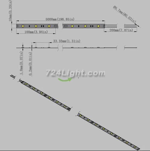 DC 12V Red/Blue/Green/Yellow Dimmable SMD5050-150 Flexible LED Strips 30 LEDs Per Meter 10mm Width 450lm Per Meter