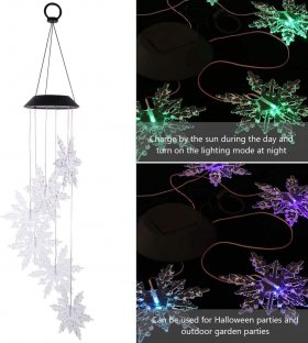 Snowflake Solar Wind Chimes, Christmas Solar Wind Chimes for Mom Kids Grandma Garden Outdoor Decor Gifts