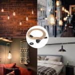 Plug In Hanging Light Fixture, 15ft E26 Bulb Socket with Switch Cord, Industrial Twisted Hemp Rope Headlamp