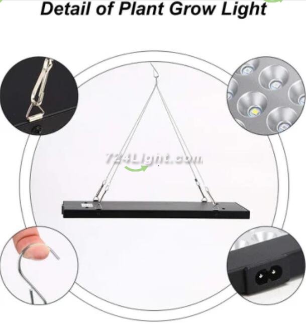Black Oblong 40W AC85~265V LED Grow Light for Indoor Plant, Full Spectrum Panel Grow Light with IR UV, Indoor Plant Growing Lamp for Succulents, Veg and Flowering/Greenhouse Hydroponic