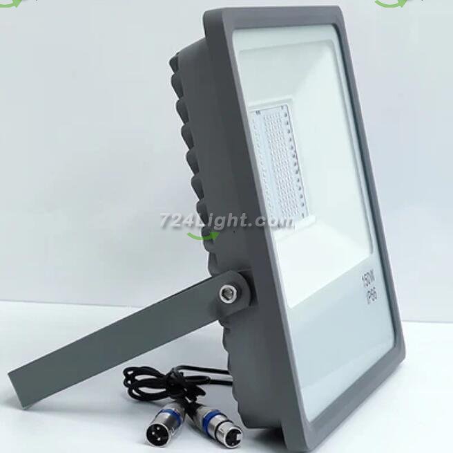 DMX512 RGB LED Flood Light 100W AC110-220V Outdoor IP66 LED WallWasher GREY Aluminum Case Tempering Glass Cover High Lumen Security Light Garden Landscape Lawn Lamp
