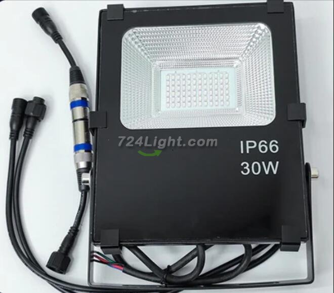 DMX512 RGB LED Flood Light 30W AC110-220V Outdoor IP66 LED WallWasher BLACK Aluminum Case Tempering Glass Cover High Lumen Security Light,Tunnel Spotlight Garden Landscape Lawn Lamp
