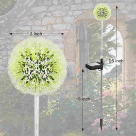 Solar Lights Outdoor Garden Decorative, 2 Pack Solar Dandelion with Colorful 16 LED, Waterproof Solar Flower Lights