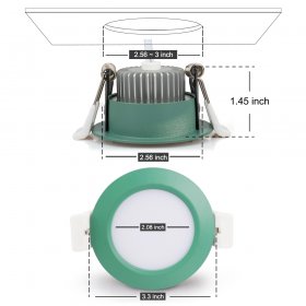 3W LED RECESSED LIGHTING DIMMABLE GREEN DOWNLIGHT, CRI80, LED CEILING LIGHT WITH LED DRIVER