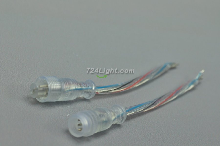 Waterproof IP68 3pin LED Connector Transparent Line Waterproof Female And Male LED Connector