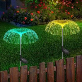 Outdoor Solar Garden Lights, 7 Colors Changing Waterproof Solar Jellyfish Light for Pathway Patio Lawn Party Decoration(2 Pcs)