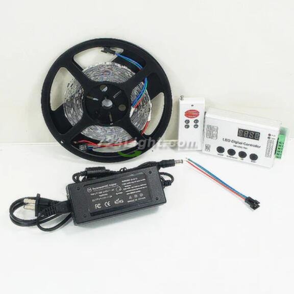 TM1914 Addressable Dream Color LED Light Strip, 12VDC 16.4Ft/5M 5050 RGB Pixel LED Strip Kit with 60LEDs /Mtr