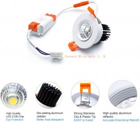 2 INCH LED DOWN LIGHT, 3W RECESSED LIGHTING COB DIMMABLE CRI80, LED CEILING LIGHT WITH LED DRIVER