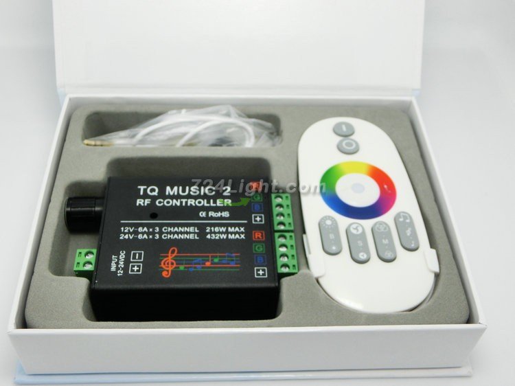 DC12-24V 18A RGB Music Controller RF Wireless Remote Controller Intelligent Sonic Sensitivity Led Backlight Remote