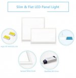 1'x4' (295x1195mm) 40W LED Panel Light in 0.39'' (10mm) White Trim Flat Sheet Panel Lighting Board Super Bright Ultra Thin Glare-Free