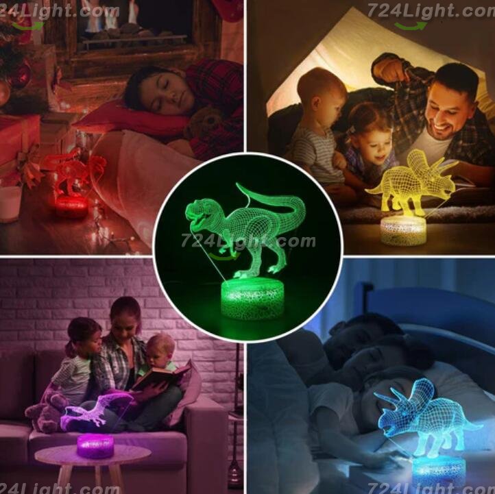 Animal Images 3D Illusion LED Night Light w/ 16 Colors Remote Touch Switch Adjustable Brightness for Kids Bedroom Decoration