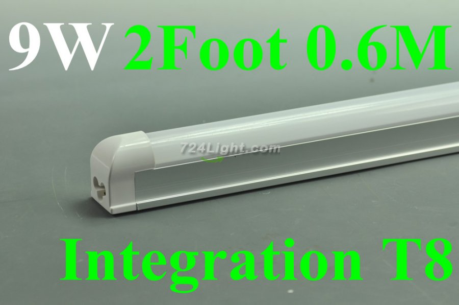 Integration T8 LED Tube 9W T8 Light 0.6Meter 2FT LED Fluorescent Tube Light