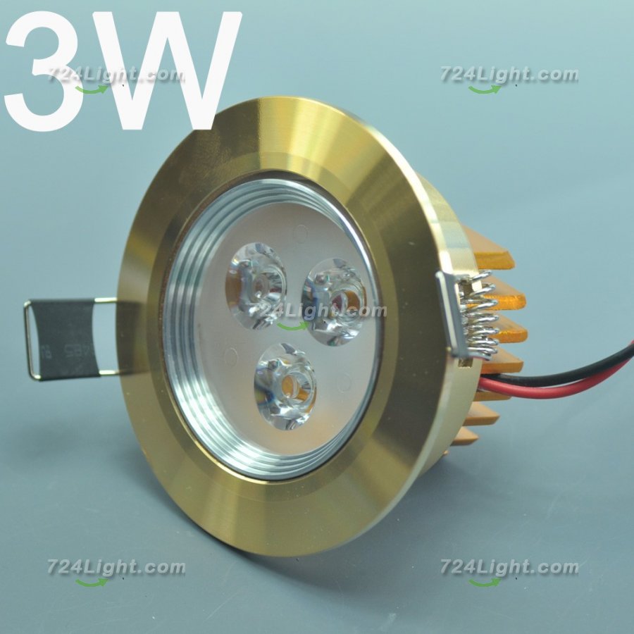 3W CL-HQ-03-3W LED Down Light Cut-out 69.5mm Diameter 3.3\" Gold Recessed Dimmable/Non-Dimmable LED Down Light
