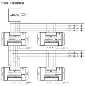 DC5V-24V LED RGBW High Speed Large Current Power Amplifier For LED Strip DC5V