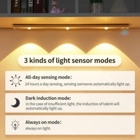 2 Pack 3-Color Dimmable LED Motion Sensor Under Cabinet Light, Rechargeable Magnetic Wireless Under Counter Lighting for Kitchen Bedroom Closet Cupboard Wardrobe Stairs Corridor