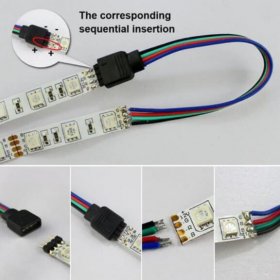 10pcs Pack RGB LED Light Strips Connector with 4Pin plug RGB LED Strip Connector Cable for SMD 5050/3528 RGB LED Strip light - 15cm/6 Inch
