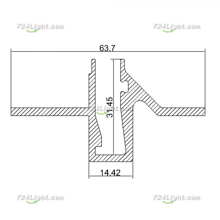 LED Recessed aluminum profile for Shelf Light with glass insert install glass LED Extrusion