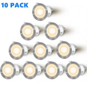10 Pack Outdoor Recessed LED Deck Lights Kits IP67 Waterproof Inground LED Step Lights Kit for Garden, Yard, Steps， Bath Room and Kitchen