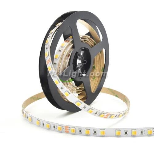 12V Dual White LED light Strip, 16.4FT/5Meter SMD5050-300 60 LEDs Per Meter 2 in 1 Color Temp-Adjustable Flexible LED Strip Light