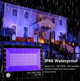 2Pack Black Lights - 100W 385-400 nm AC85-265V Upgraded LED Flood Light with Switch, Waterproof IP66 for Glow Party, Stage Lighting, Aquarium, Glow in The Dark, Body Paint, Fluorescent Poster, Neon Glow