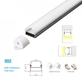14.9*8.6MM LED Aluminum Profile with Semiround Milky White Cover for Ceiling or Wall Mounted